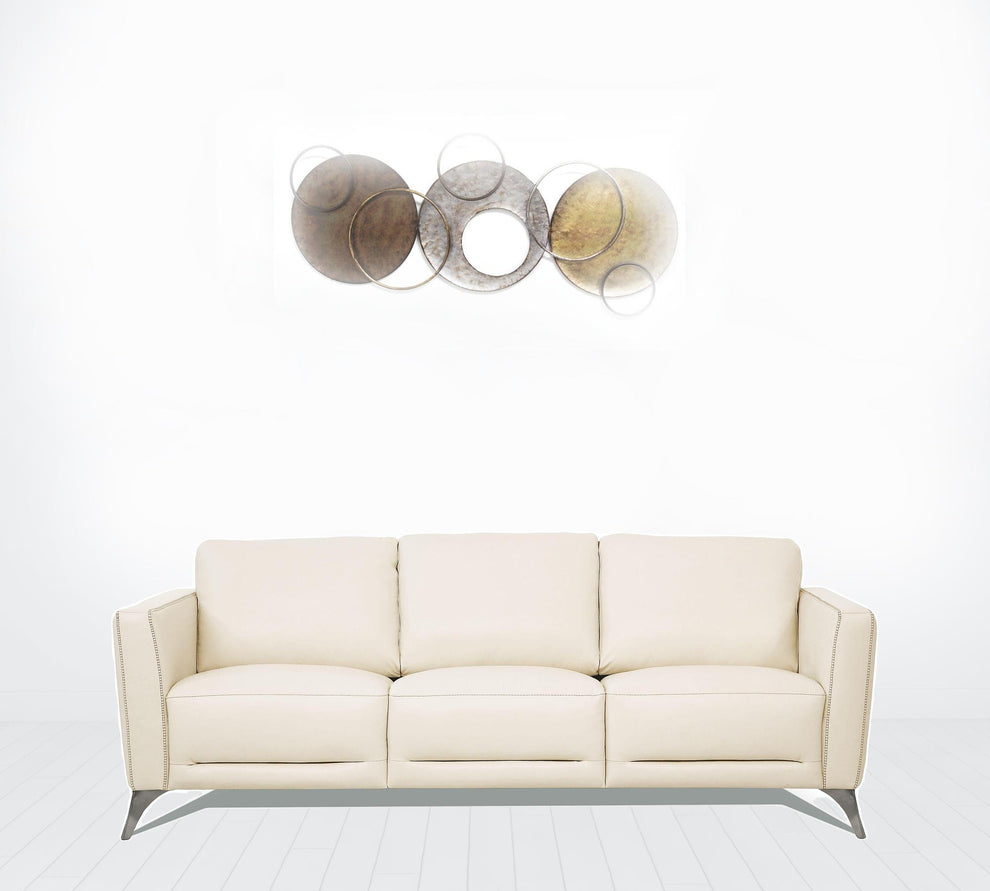 83" Cream Leather And Black Sofa By Homeroots | Sofas | Modishstore - 2