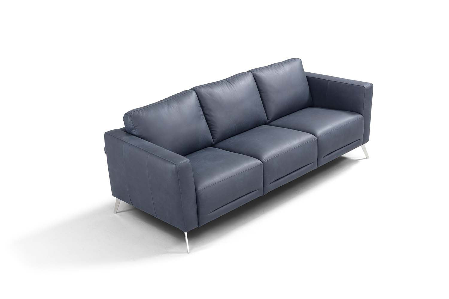 85" Blue Leather And Black Sofa By Homeroots | Sofas | Modishstore - 3