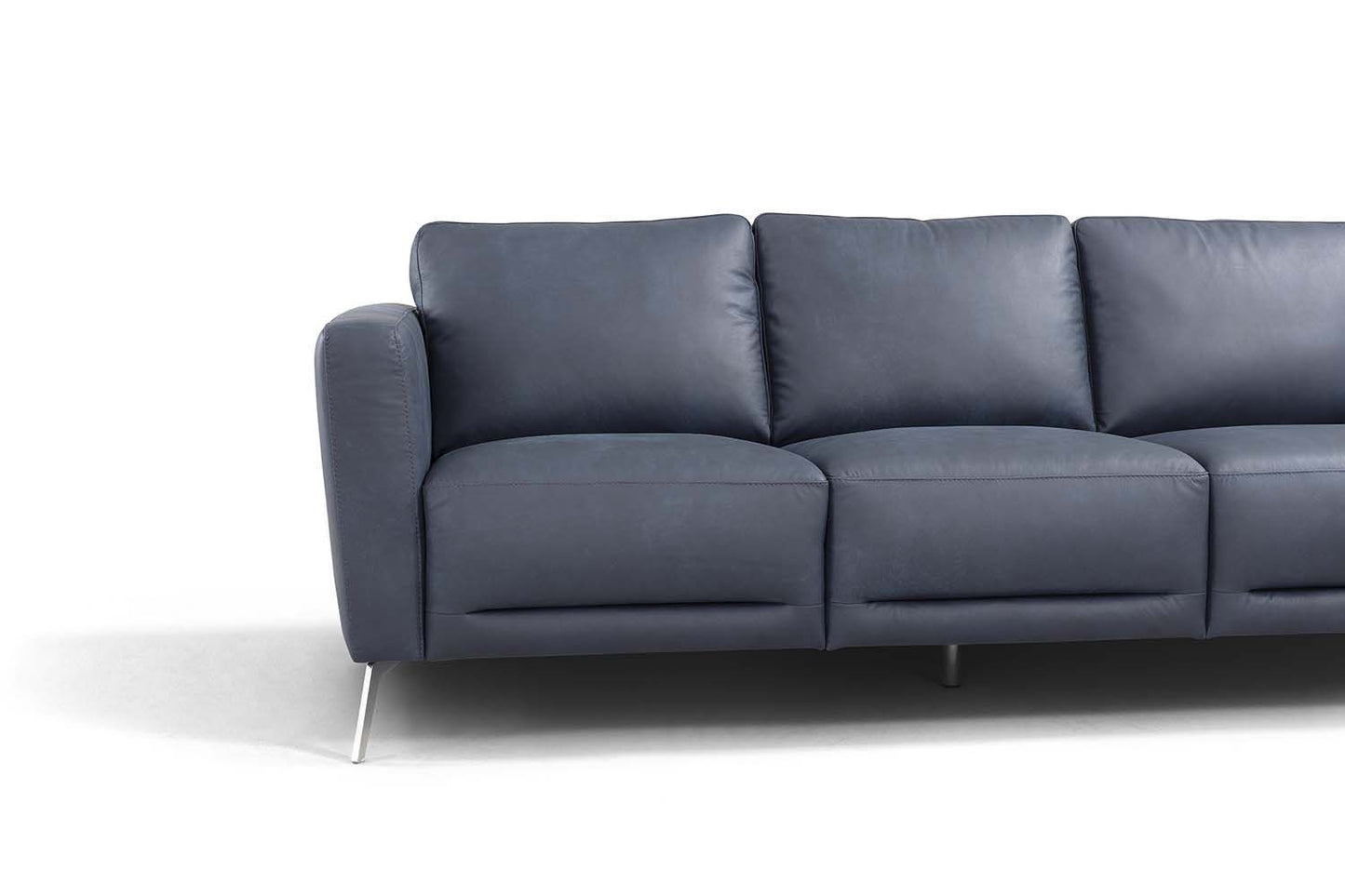85" Blue Leather And Black Sofa By Homeroots | Sofas | Modishstore - 7