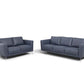 85" Blue Leather And Black Sofa By Homeroots | Sofas | Modishstore - 5