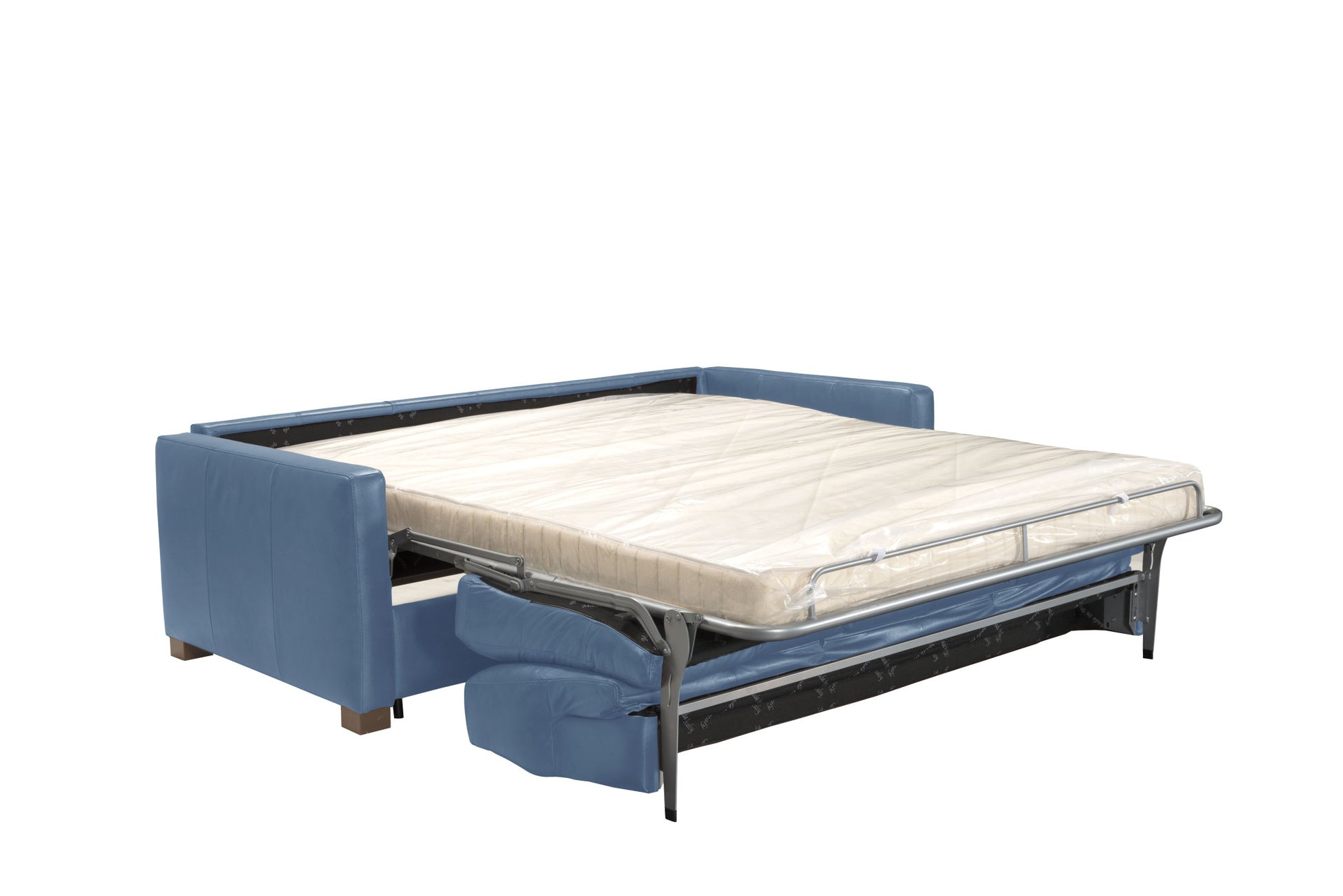 81" Blue Leather And Black Sleeper Sofa By Homeroots | Sofas | Modishstore