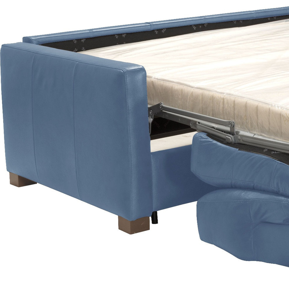 81" Blue Leather And Black Sleeper Sofa By Homeroots | Sofas | Modishstore - 5