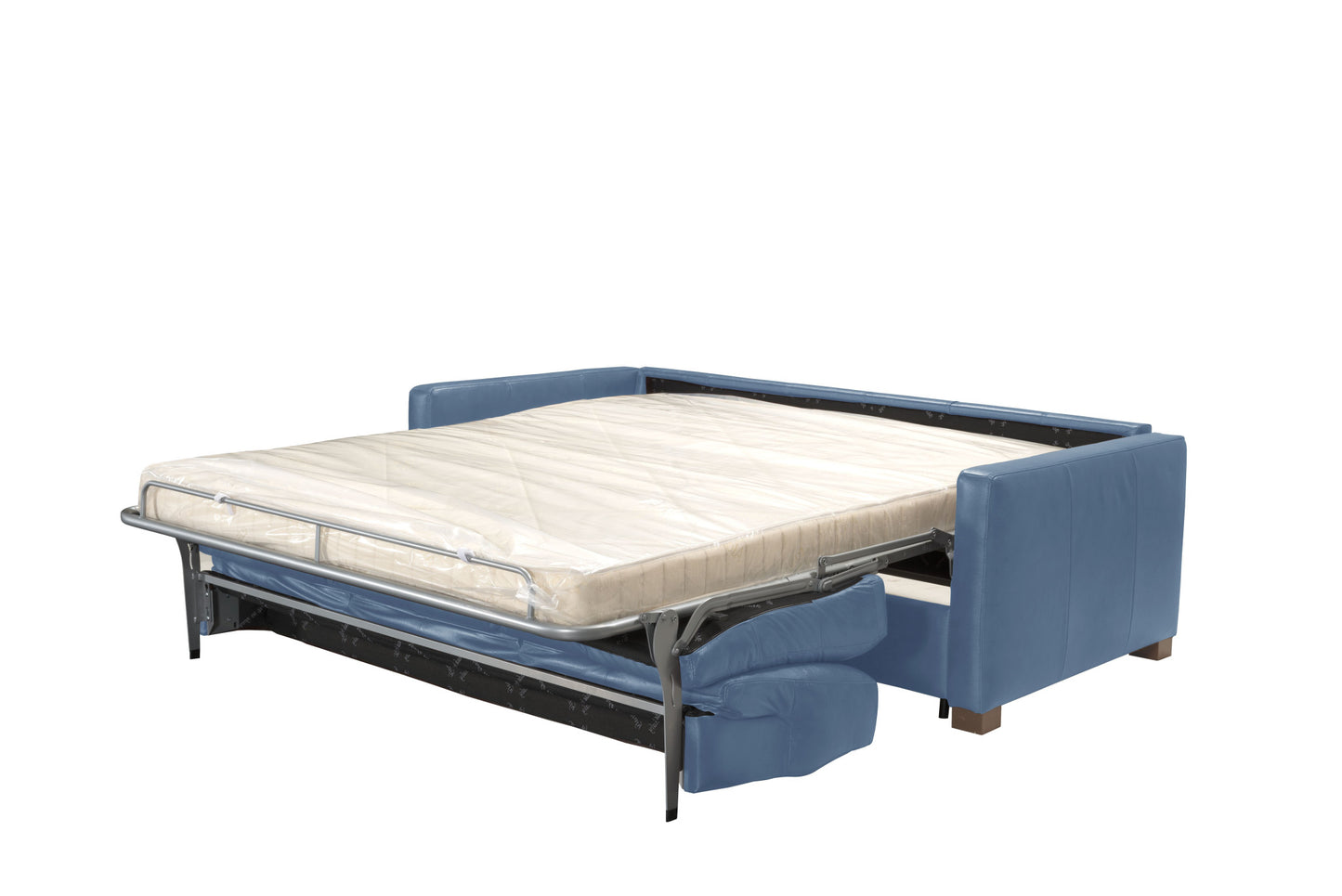 81" Blue Leather And Black Sleeper Sofa By Homeroots | Sofas | Modishstore - 2