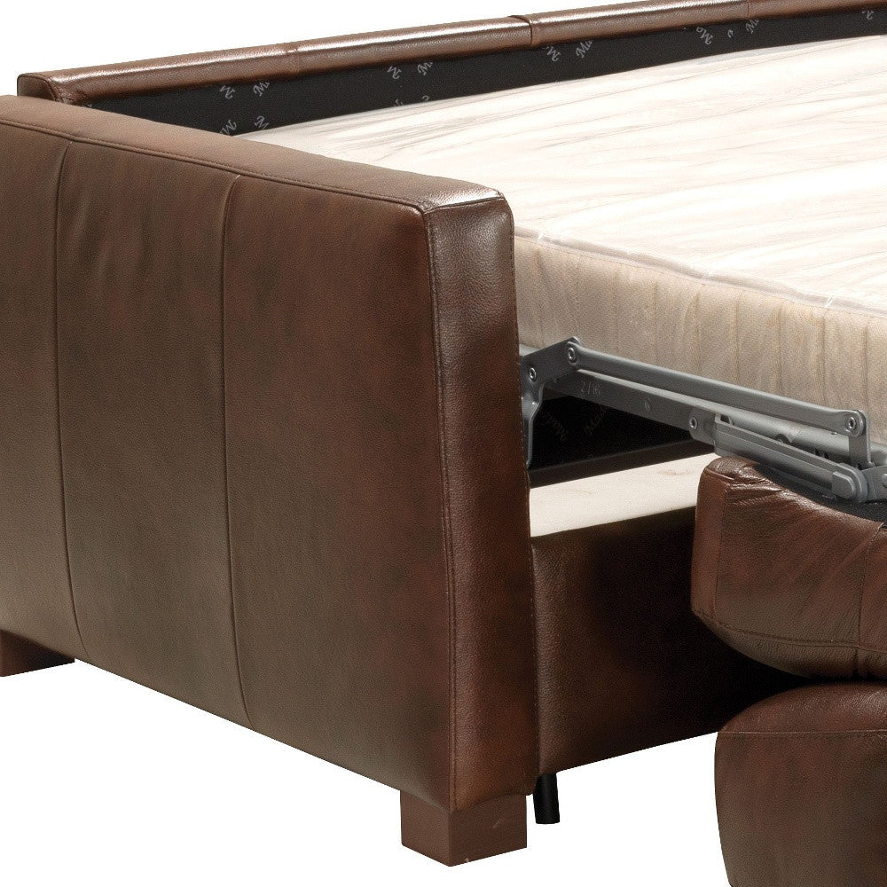 81" Brown Leather And Black Sleeper Sofa By Homeroots | Sofas | Modishstore - 4