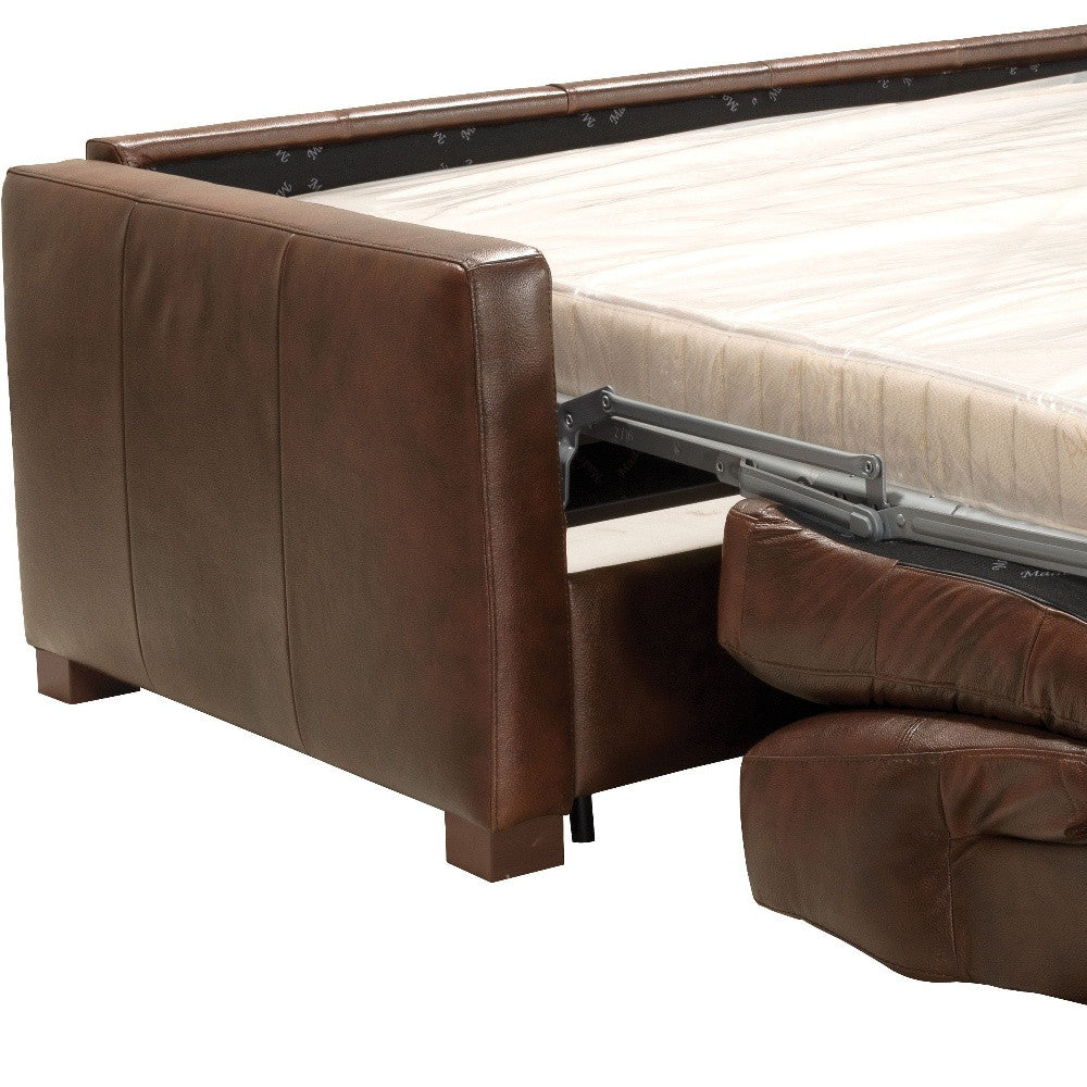 81" Brown Leather And Black Sleeper Sofa By Homeroots | Sofas | Modishstore - 5