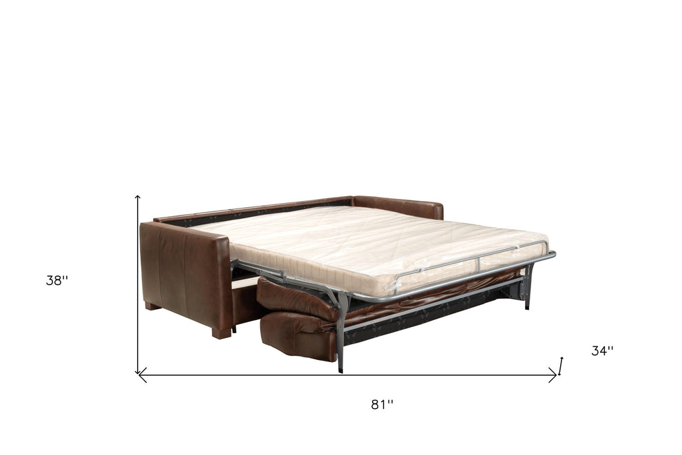 81" Brown Leather And Black Sleeper Sofa By Homeroots | Sofas | Modishstore - 6