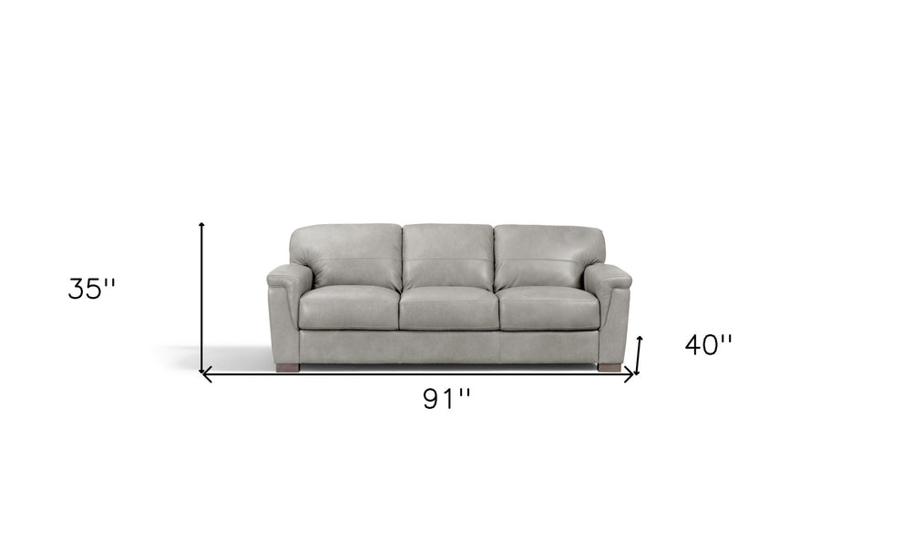 91" Gray Leather And Black Sofa By Homeroots | Sofas | Modishstore - 6