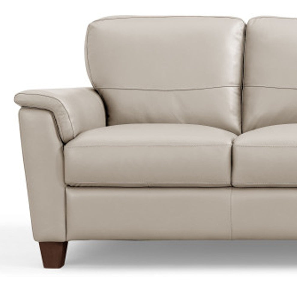85" Beige Leather And Black Sofa By Homeroots | Sofas | Modishstore - 4