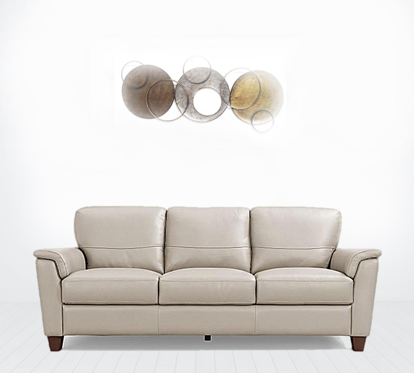 85" Beige Leather And Black Sofa By Homeroots | Sofas | Modishstore - 2