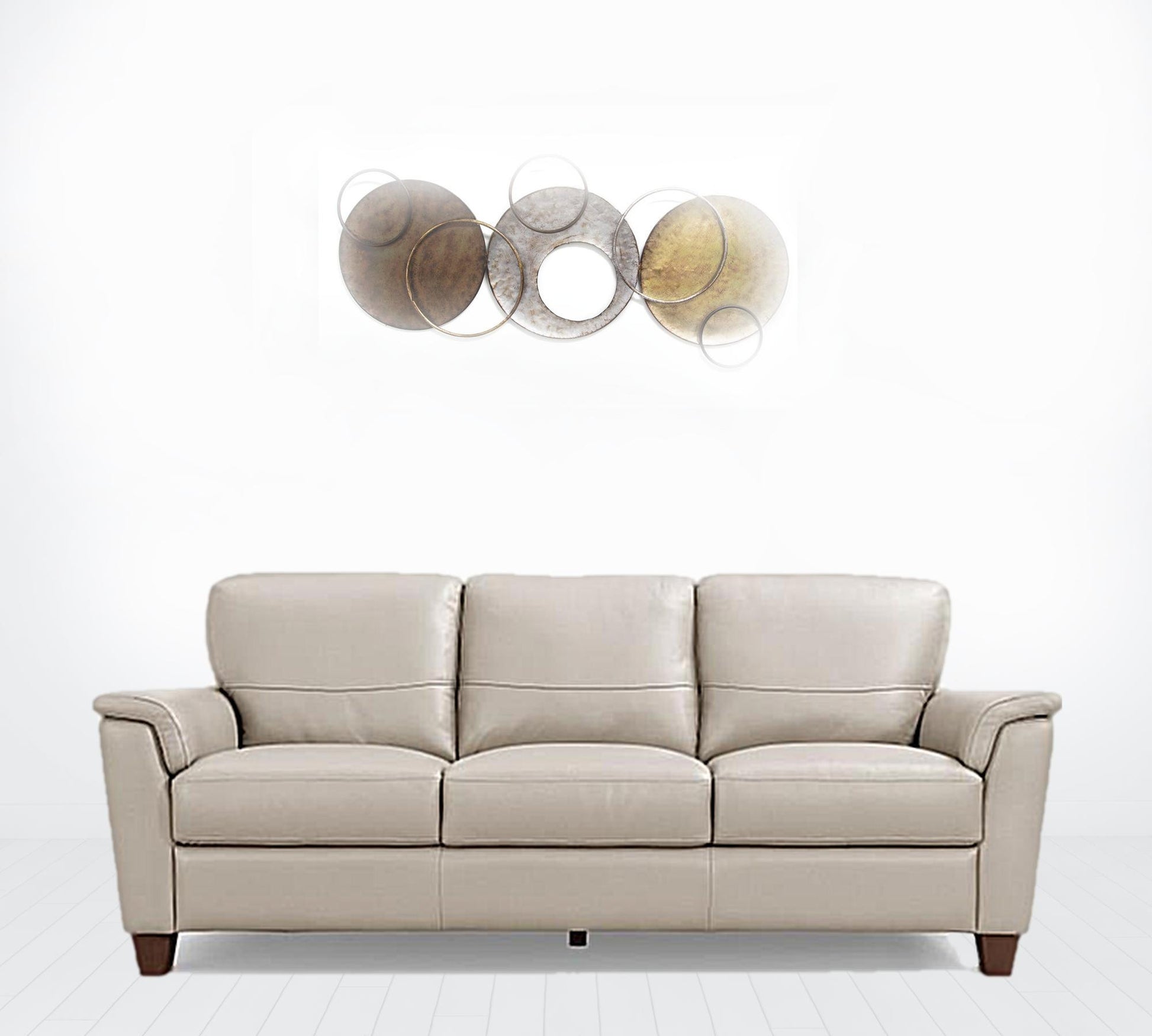 85" Beige Leather And Black Sofa By Homeroots | Sofas | Modishstore - 2