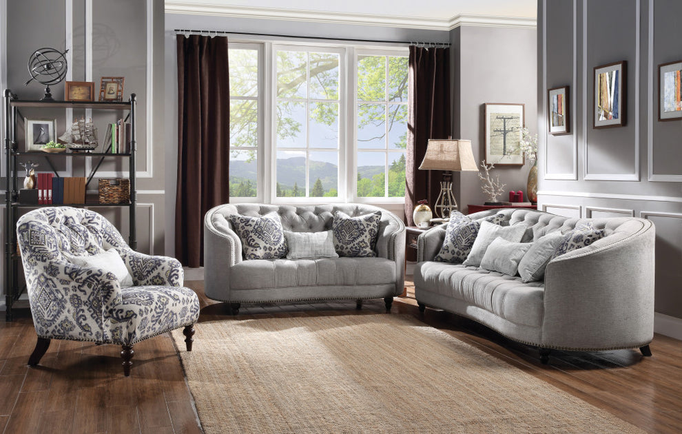 95" Light Gray Linen And Black Sofa With Five Toss Pillows By Homeroots | Sofas | Modishstore - 4