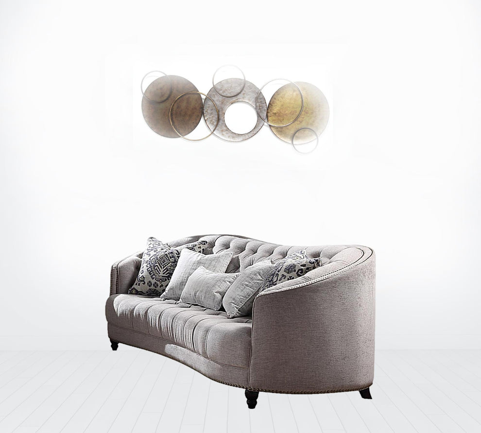 95" Light Gray Linen And Black Sofa With Five Toss Pillows By Homeroots | Sofas | Modishstore - 2