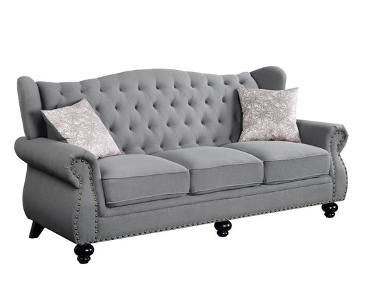 86" Gray And Black Sofa With Two Toss Pillows By Homeroots