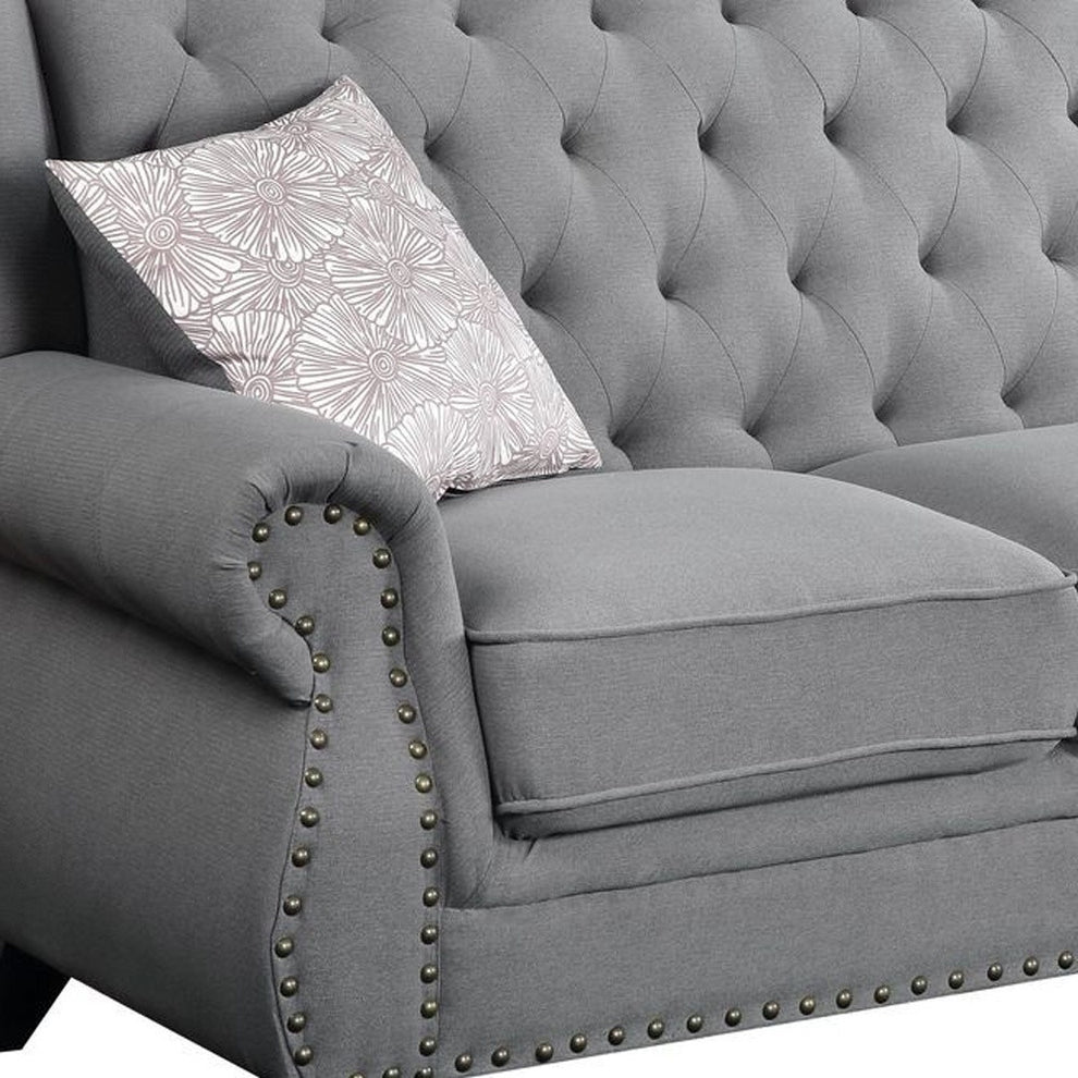 86" Gray And Black Sofa With Two Toss Pillows By Homeroots | Sofas | Modishstore - 3