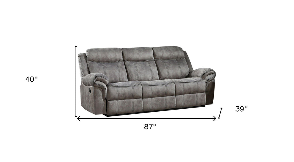 87" Gray Velvet And Black Usb Sofa By Homeroots | Sofas | Modishstore - 5