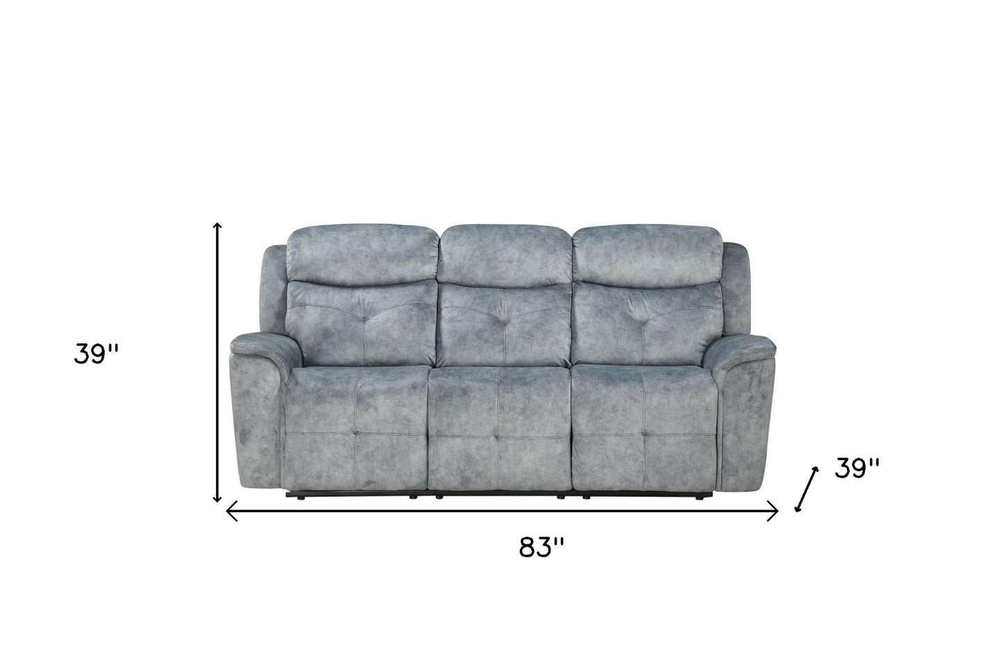 83" Gray Velvet And Black Sofa By Homeroots | Sofas | Modishstore - 4