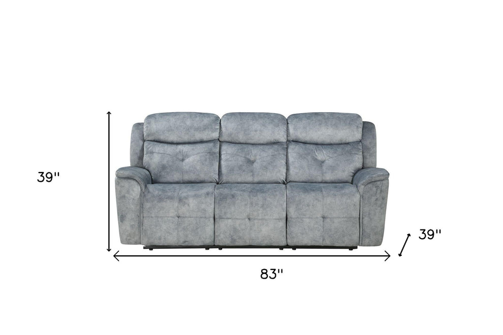83" Gray Velvet And Black Sofa By Homeroots | Sofas | Modishstore - 4
