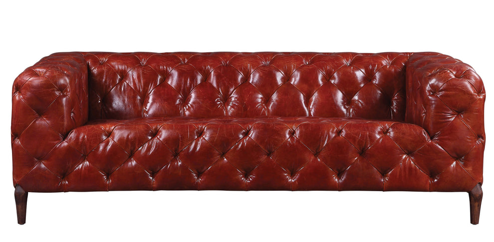 85" Merlot Top Grain Leather And Black Sofa By Homeroots | Sofas | Modishstore - 3