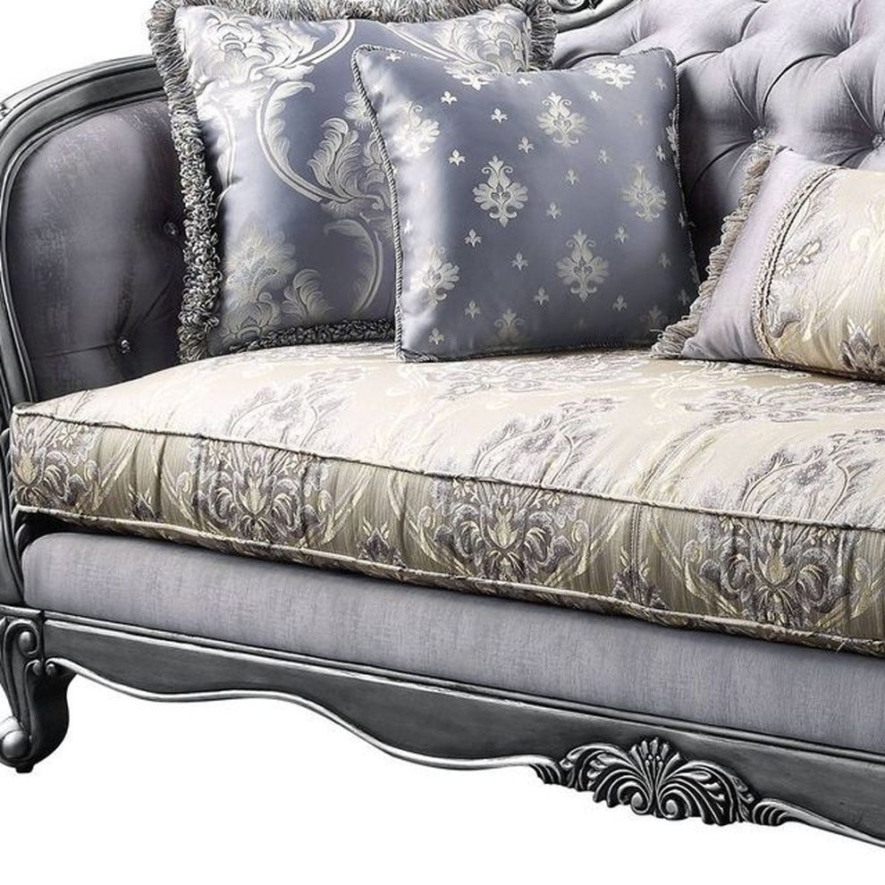 89" Fabric Imitation silk And Platinum Sofa With Five Toss Pillows By Homeroots | Sofas | Modishstore - 3