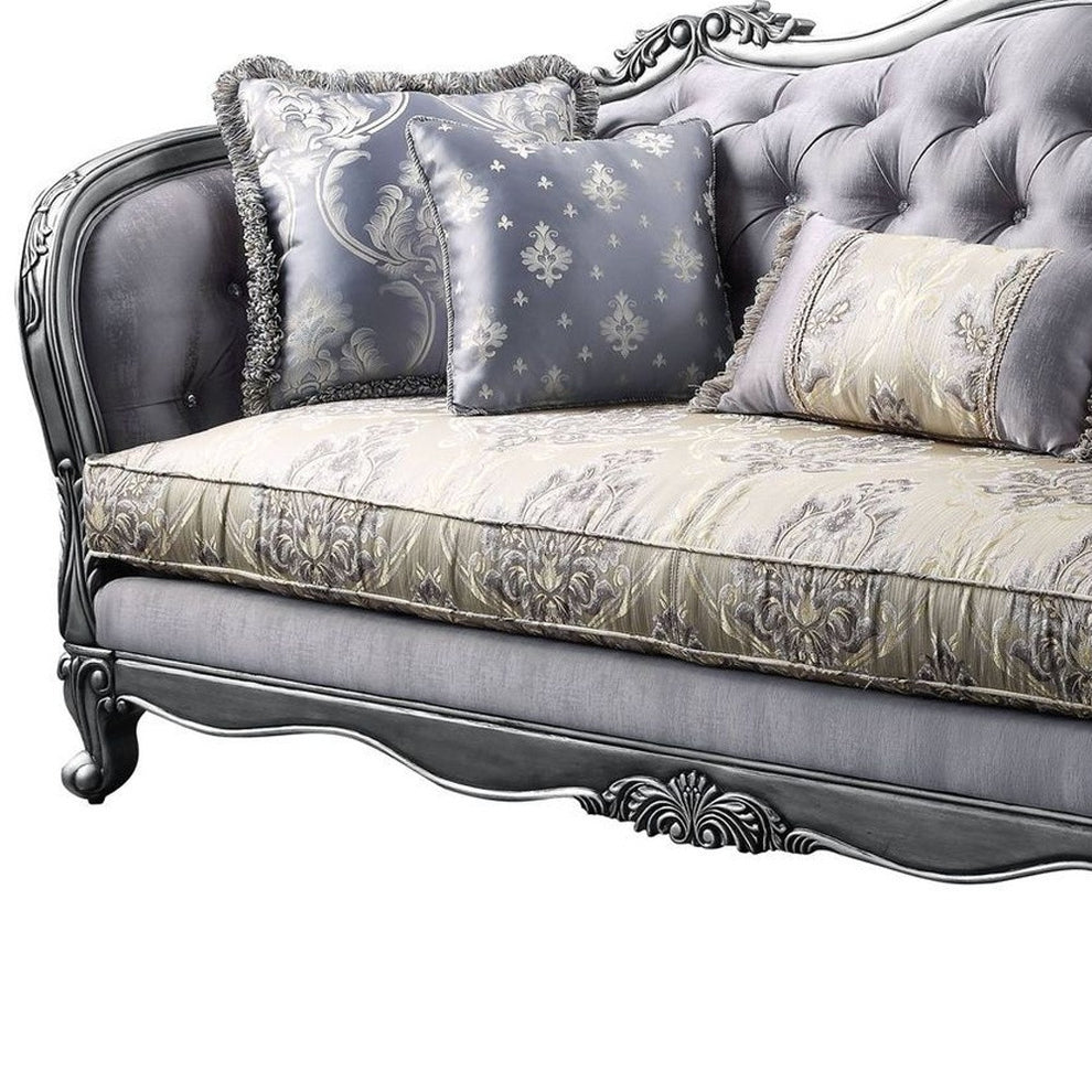 89" Fabric Imitation silk And Platinum Sofa With Five Toss Pillows By Homeroots | Sofas | Modishstore - 4