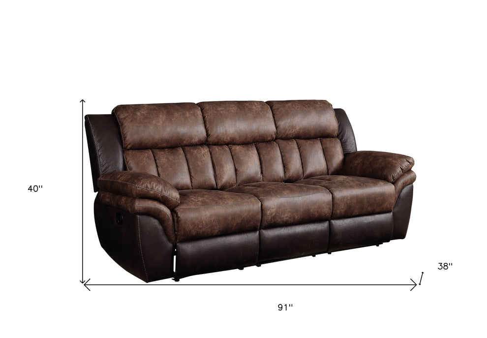 91" Espresso Microfiber And Black Sofa By Homeroots | Sofas | Modishstore - 5