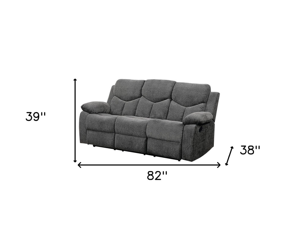82" Gray Chenille And Black Sofa By Homeroots | Sofas | Modishstore - 5