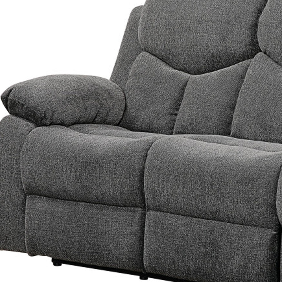 82" Gray Chenille And Black Sofa By Homeroots | Sofas | Modishstore - 3
