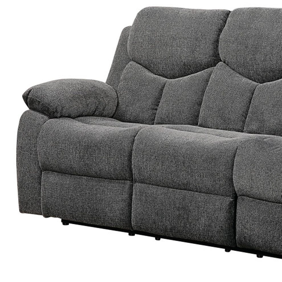 82" Gray Chenille And Black Sofa By Homeroots | Sofas | Modishstore - 4