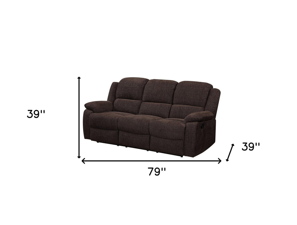 79" Brown Chenille And Black Sofa By Homeroots | Sofas | Modishstore - 5