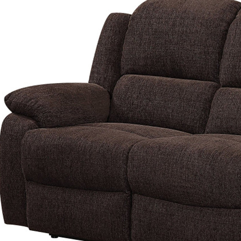 79" Brown Chenille And Black Sofa By Homeroots | Sofas | Modishstore - 3
