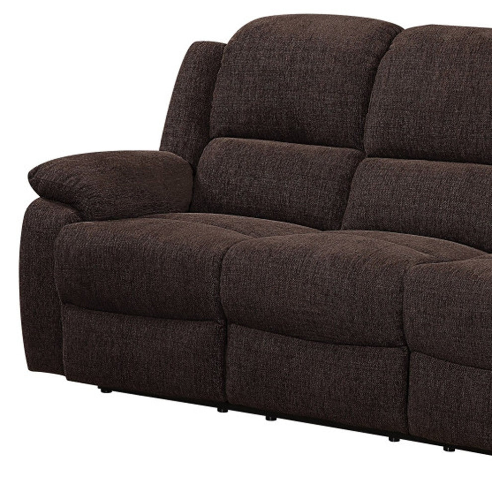 79" Brown Chenille And Black Sofa By Homeroots | Sofas | Modishstore - 4