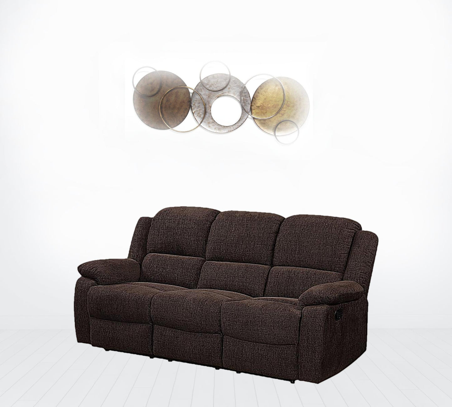 79" Brown Chenille And Black Sofa By Homeroots | Sofas | Modishstore - 2