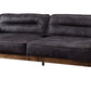 96" Antique Ebony Black Top Grain Leather Sofa By Homeroots