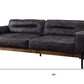 96" Antique Ebony Black Top Grain Leather Sofa By Homeroots