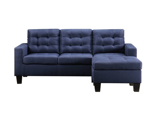 81" Blue Linen And Black Sofa By Homeroots