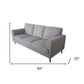 84" Light Gray Linen And Black Sofa By Homeroots