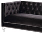 89" Black Velvet Sofa With Two Toss Pillows By Homeroots | Sofas | Modishstore - 4