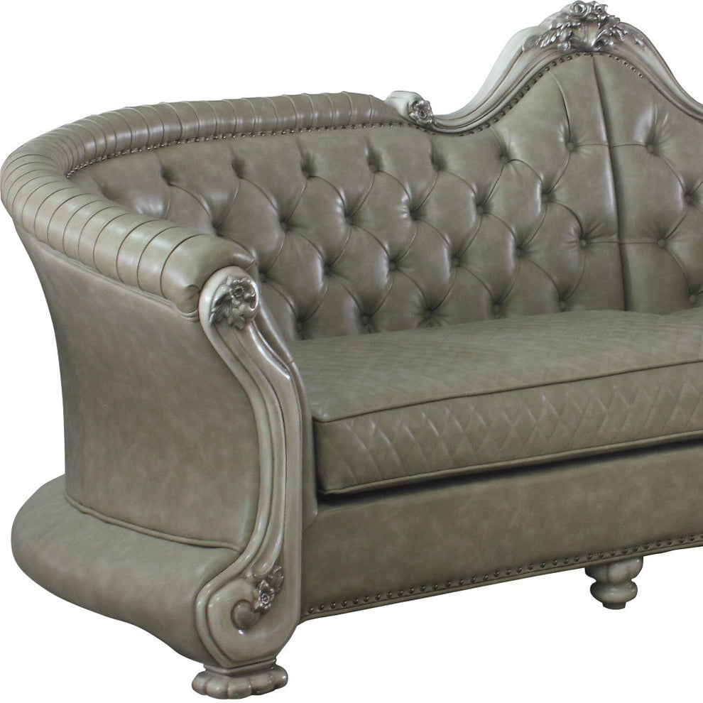 113" Vintage Bone Faux Leather And White Sofa With Seven Toss Pillows By Homeroots | Sofas | Modishstore - 3