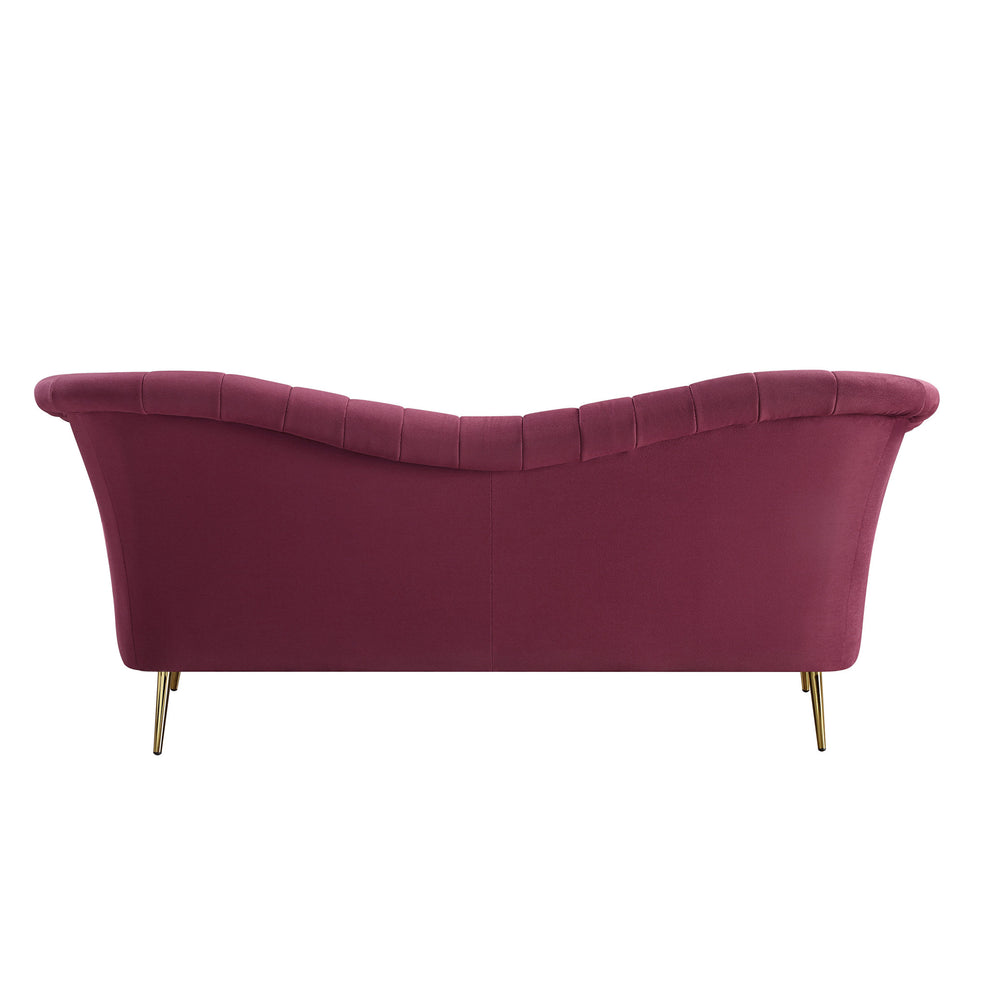 80" Red Velvet And Gold Sofa By Homeroots | Sofas | Modishstore - 4