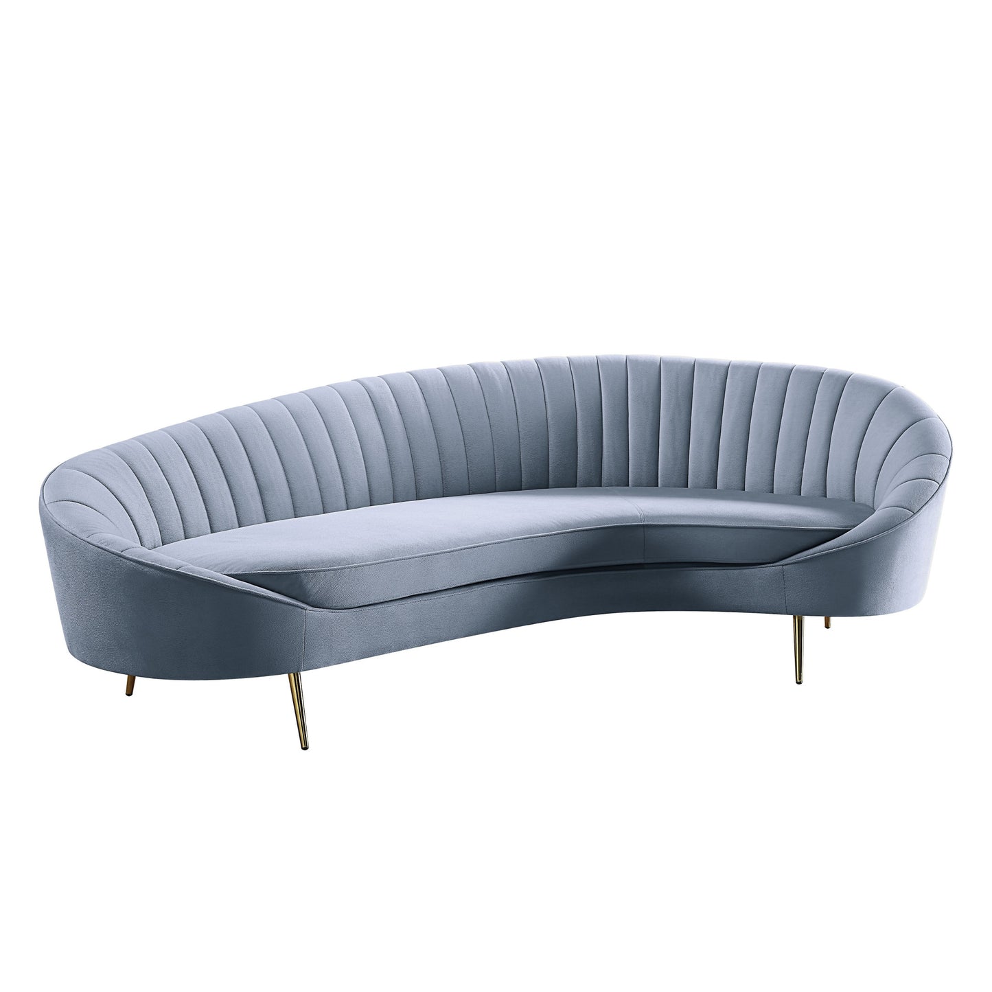103" Light Gray Velvet And Gold Sofa By Homeroots