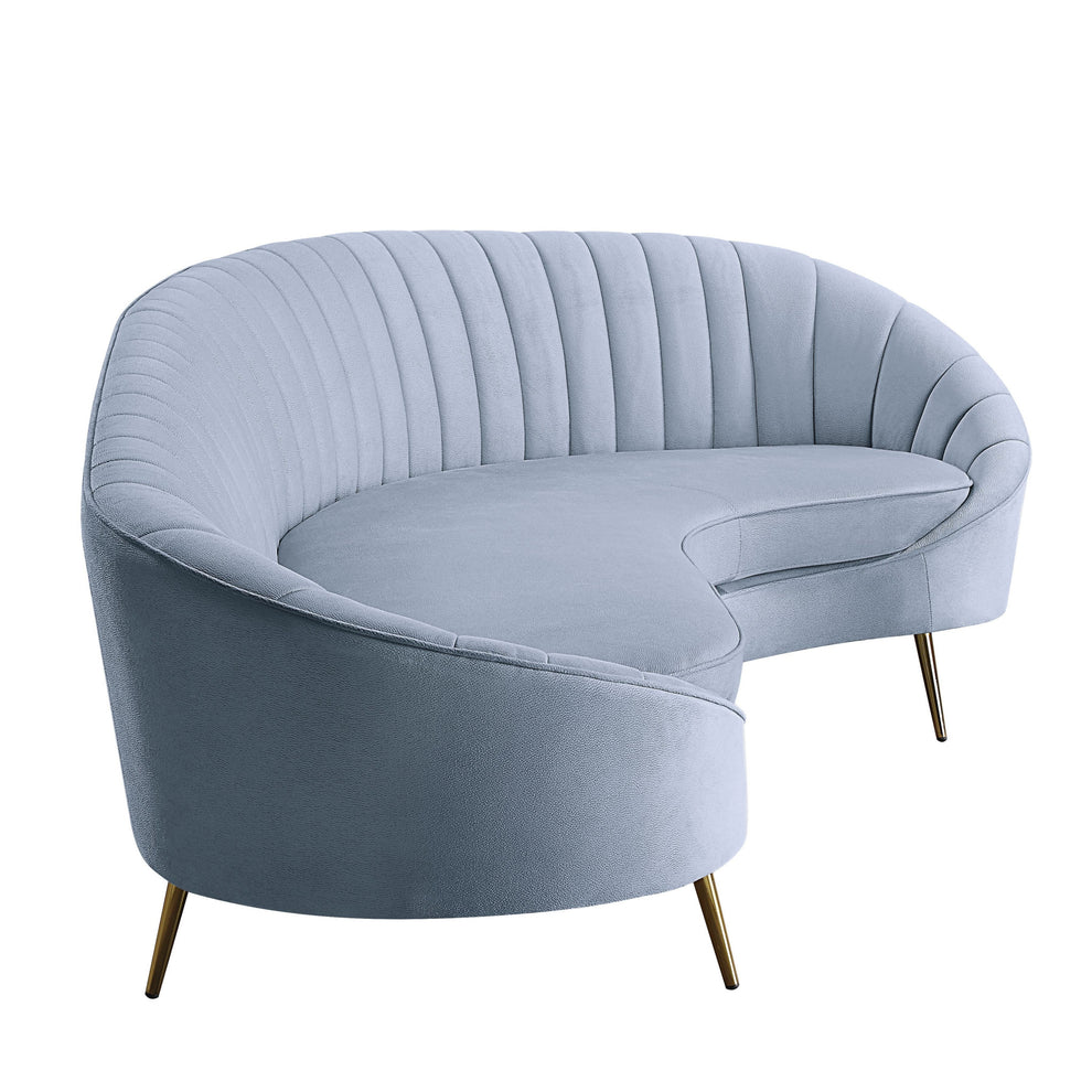103" Light Gray Velvet And Gold Sofa By Homeroots | Sofas | Modishstore - 3