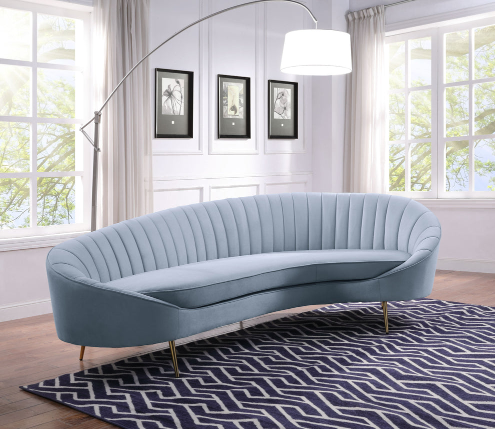 103" Light Gray Velvet And Gold Sofa By Homeroots | Sofas | Modishstore - 6