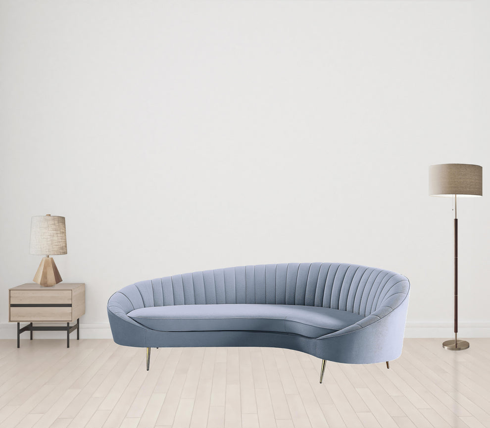 103" Light Gray Velvet And Gold Sofa By Homeroots | Sofas | Modishstore - 5
