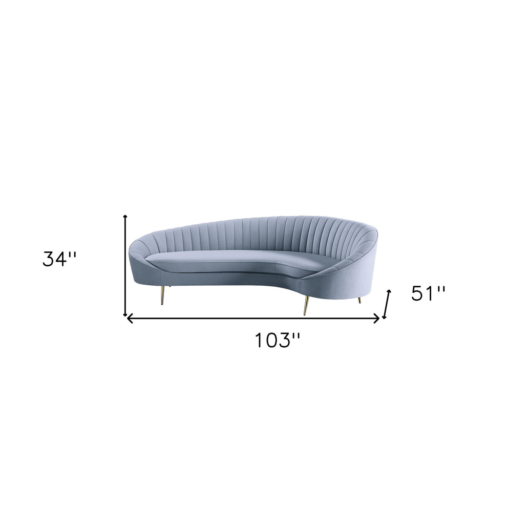 103" Light Gray Velvet And Gold Sofa By Homeroots | Sofas | Modishstore - 7