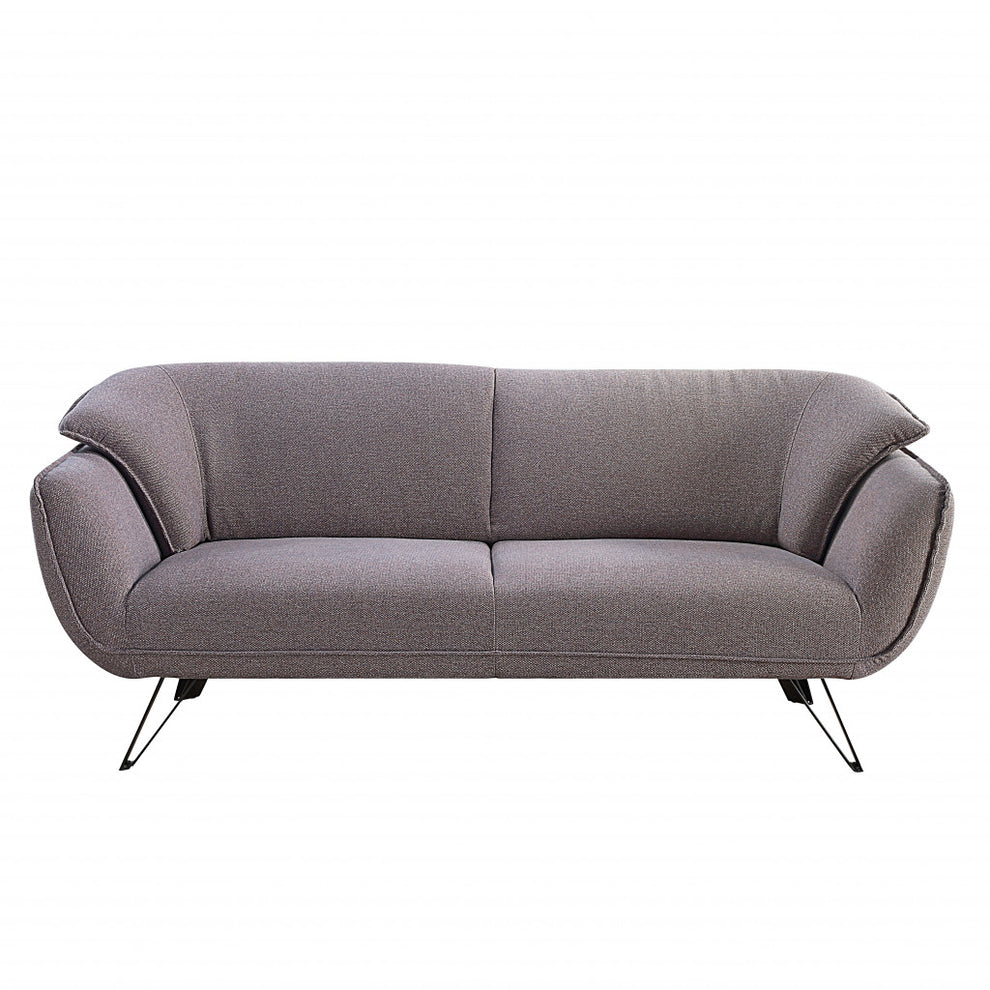 78" Gray Linen And Black Sofa By Homeroots | Sofas | Modishstore - 2