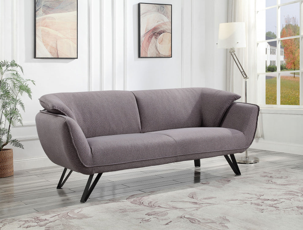 78" Gray Linen And Black Sofa By Homeroots | Sofas | Modishstore - 6
