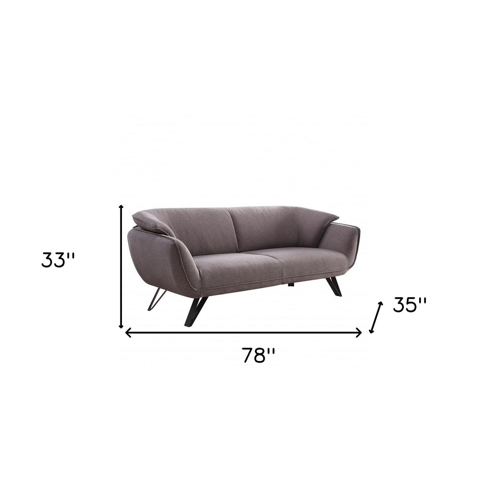 78" Gray Linen And Black Sofa By Homeroots | Sofas | Modishstore - 7