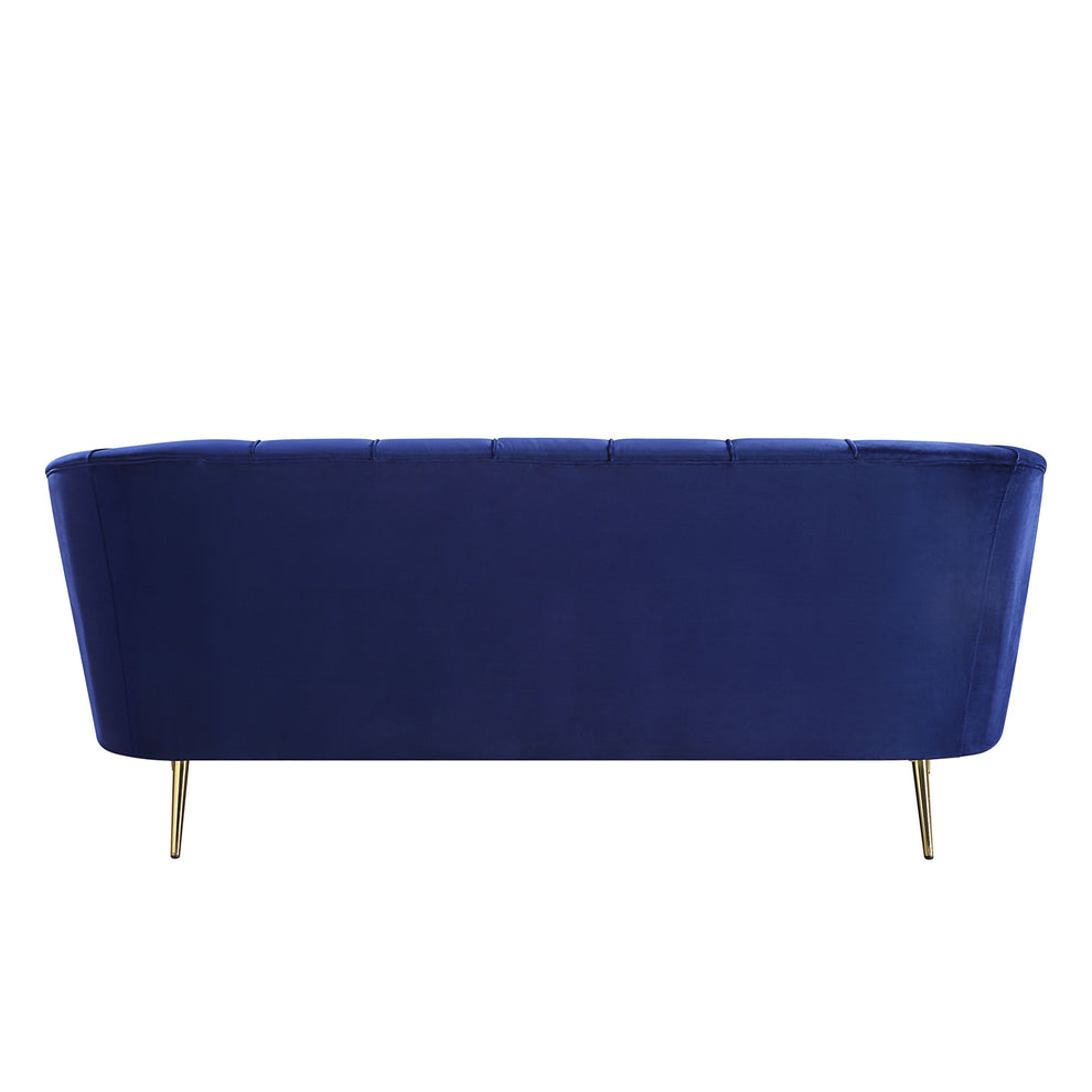 78" Blue Velvet And Gold Sofa By Homeroots | Sofas | Modishstore - 4
