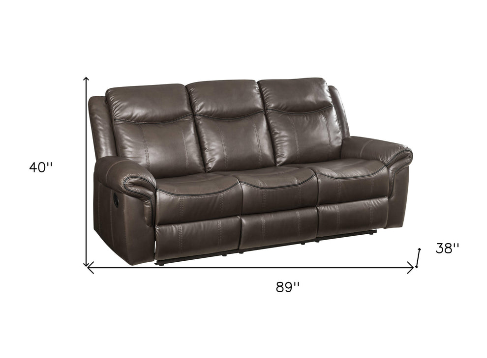 89" Brown Leatheraire And Black Usb Sofa By Homeroots | Sofas | Modishstore - 5