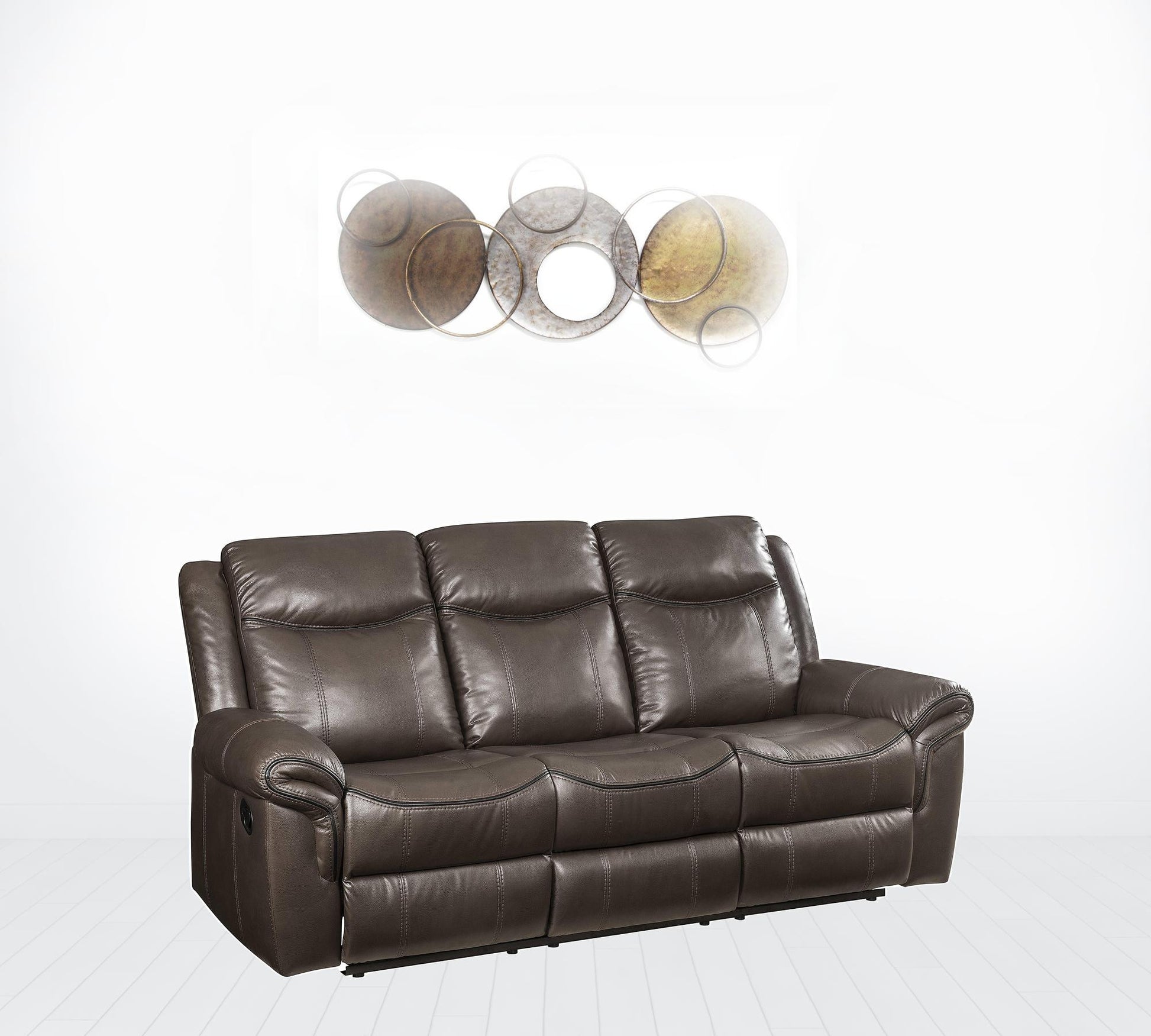 89" Brown Leatheraire And Black Usb Sofa By Homeroots | Sofas | Modishstore - 2